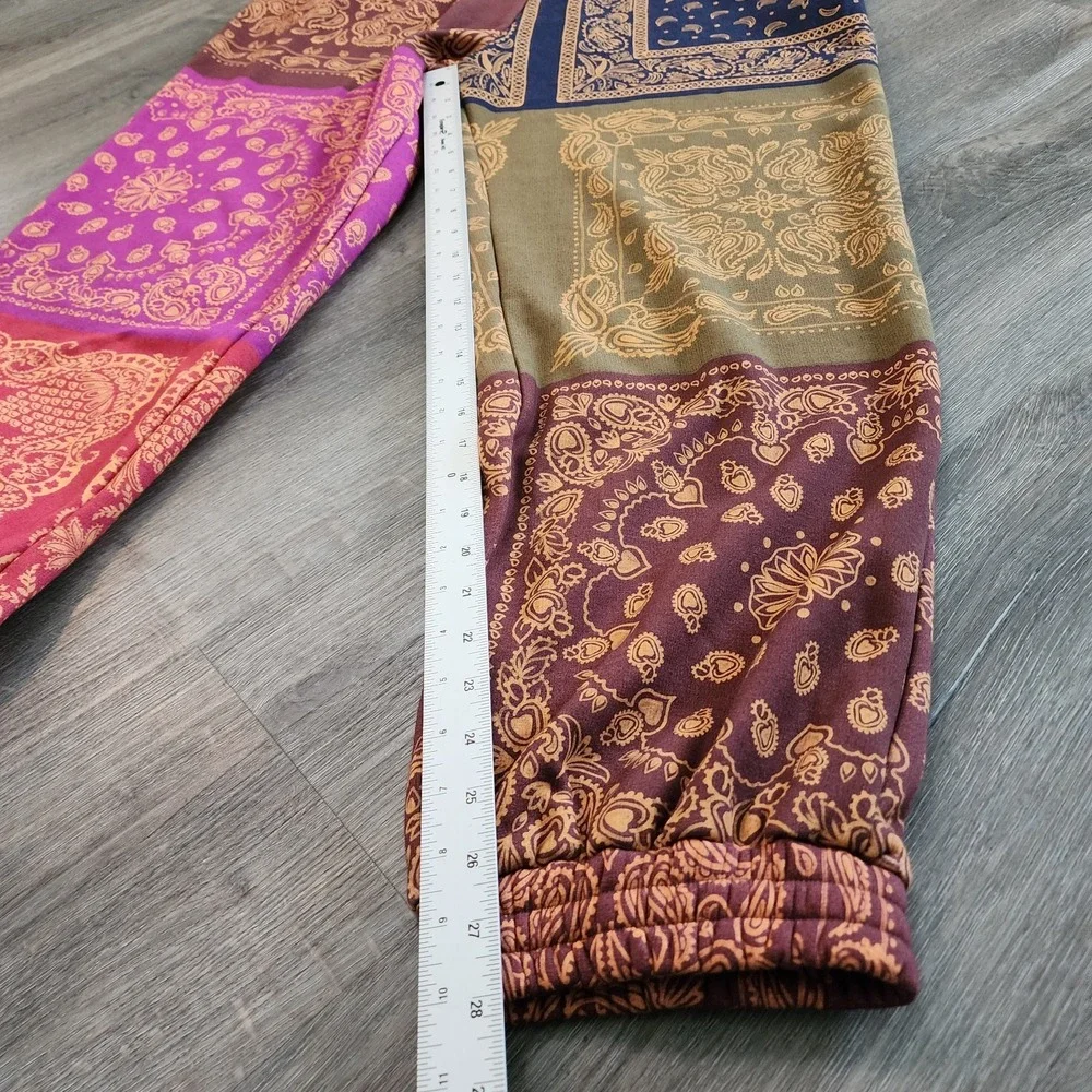 Farm Rio Bandana Patchwork Boho Jogger Sweatpants XL Festival Athleisure Cozy